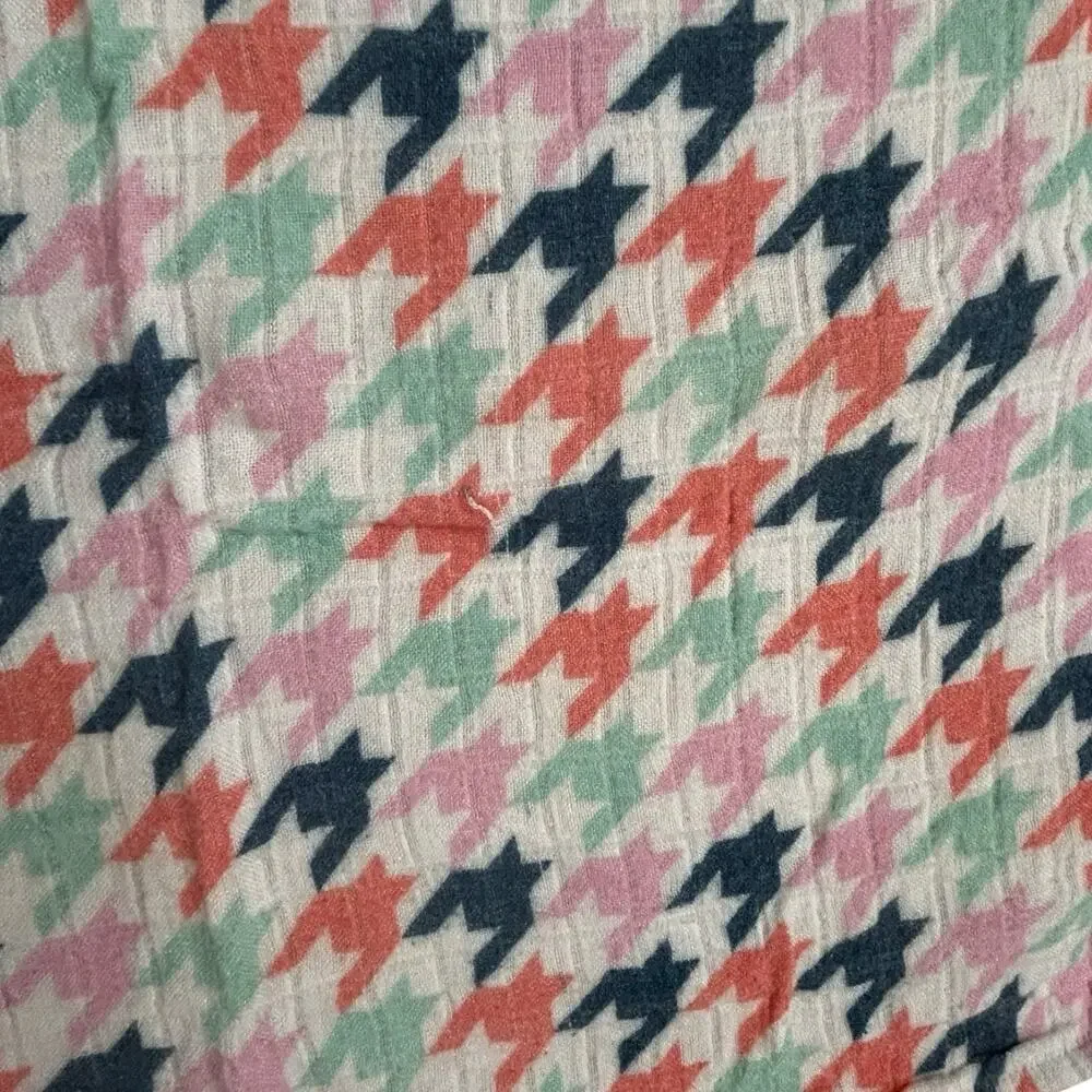Tula Houndstooth Muslin Bamboo Baby Blanket Orange Pink Navy Blue Mint Green